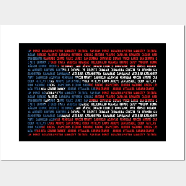 Puerto Rico Flag Cities Puerto Rican Pride Men Women Wall Art by PuertoRicoShirts